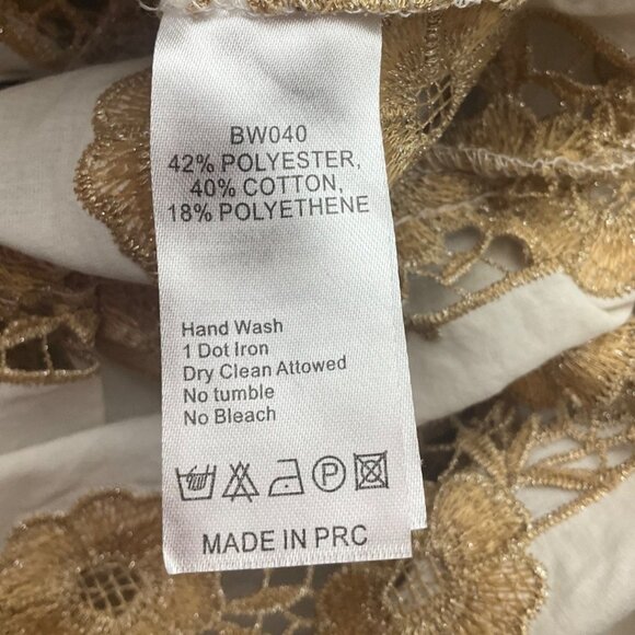 Antica Sartoria By Giacomo White Metallic Gold Lace Tunic Babydoll Short Dress - Picture 11 of 13